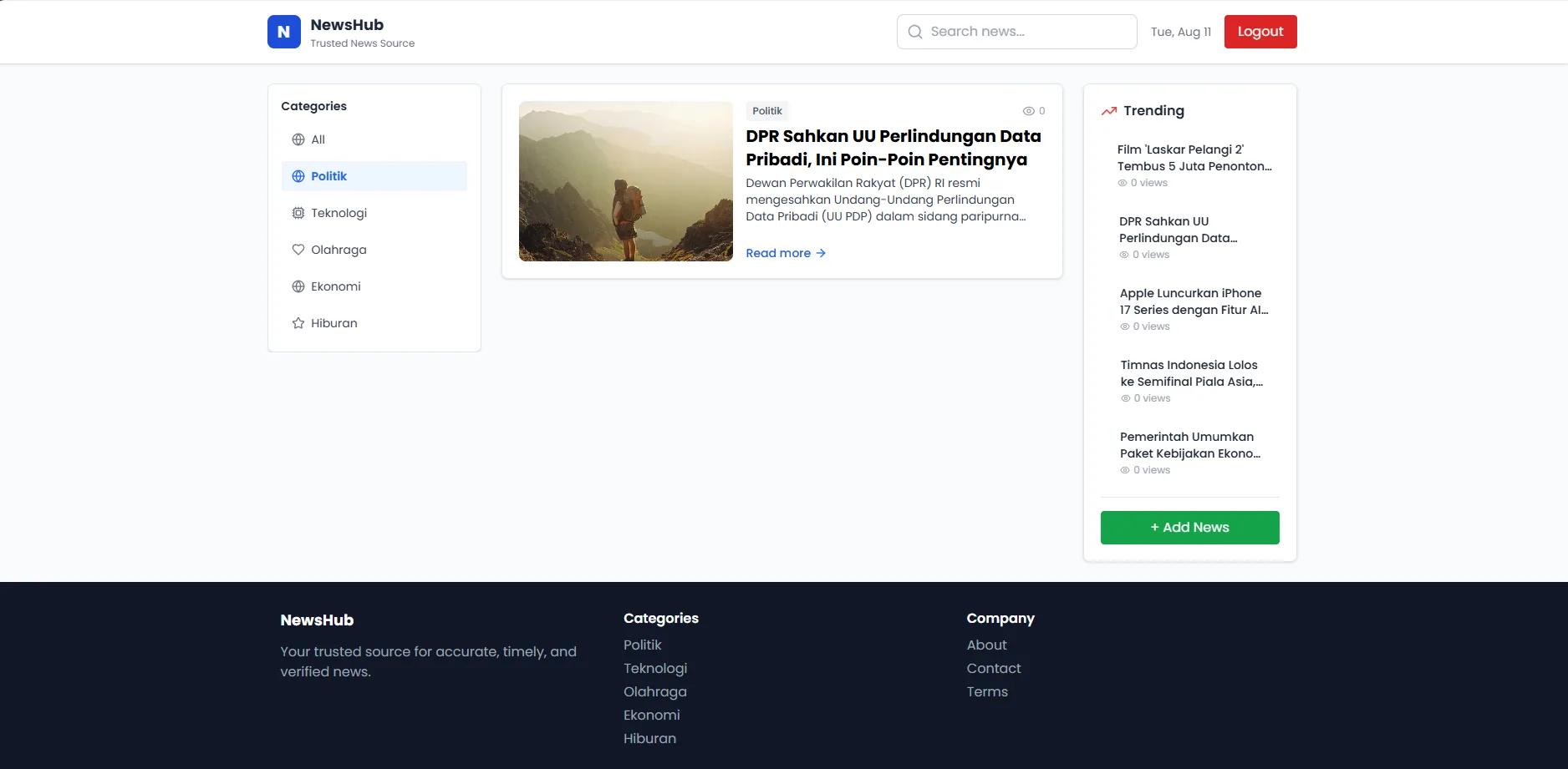 NewsHub - News Portal Web App screenshot 2